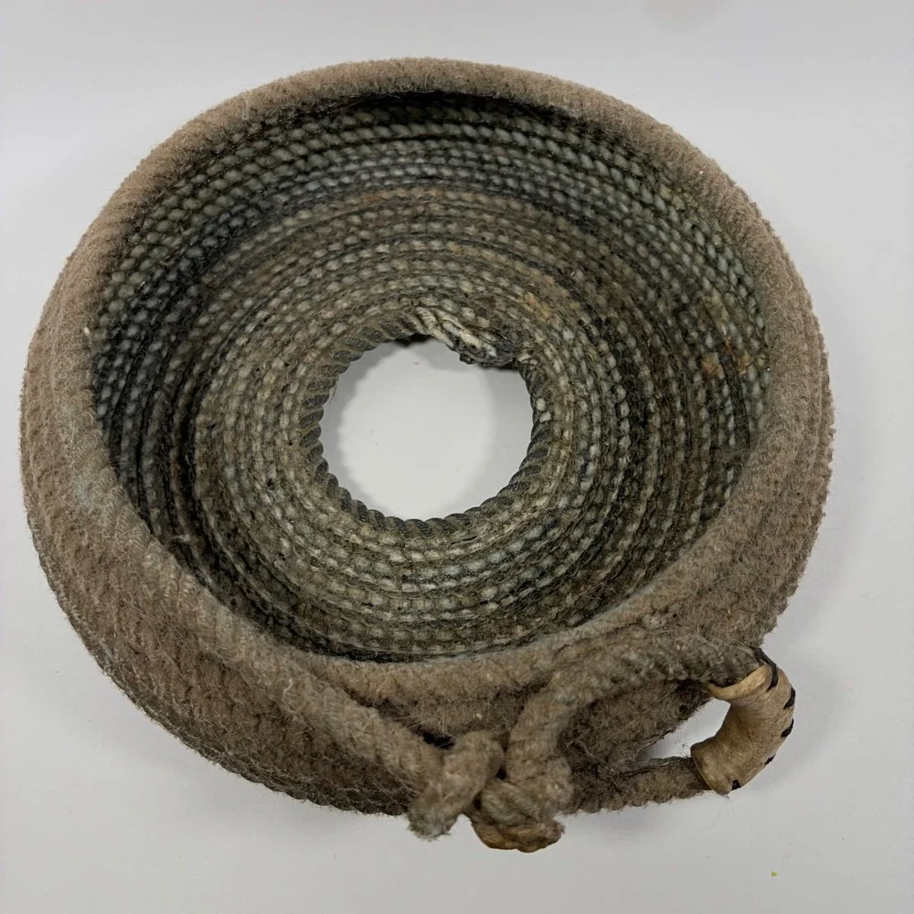 Vintage Handmade Rustic Coiled Rope Basket Primitive Farmhouse 9.5in Natural